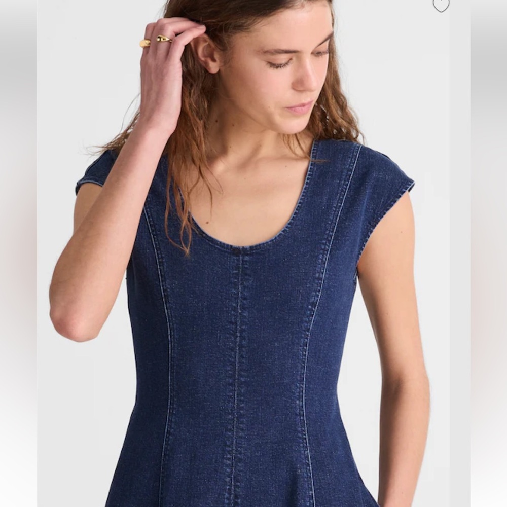 Madewell Denim Seamed Scoopneck Midi Dress. Palmerton wash. Size 6. NWT - Picture 5 of 8